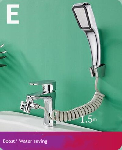 Kitchen Bathroom Sink Water Faucet External Shower Head Toilet Flush Extension Tap Small Nozzle Wash Hair Shower With Holder: c2 set