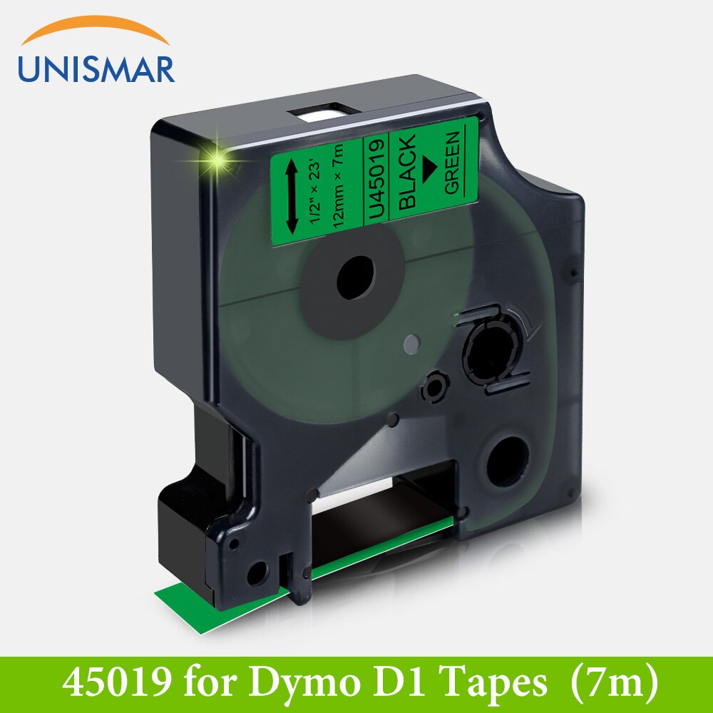 Unismar Multicolor 12mm taśmy etykietowe dla Dymo D1 45013 45010 45016 45017 45018 45019 kompatybilny Dymo D1 etykieta menedżera 160 280 210: Black on Green