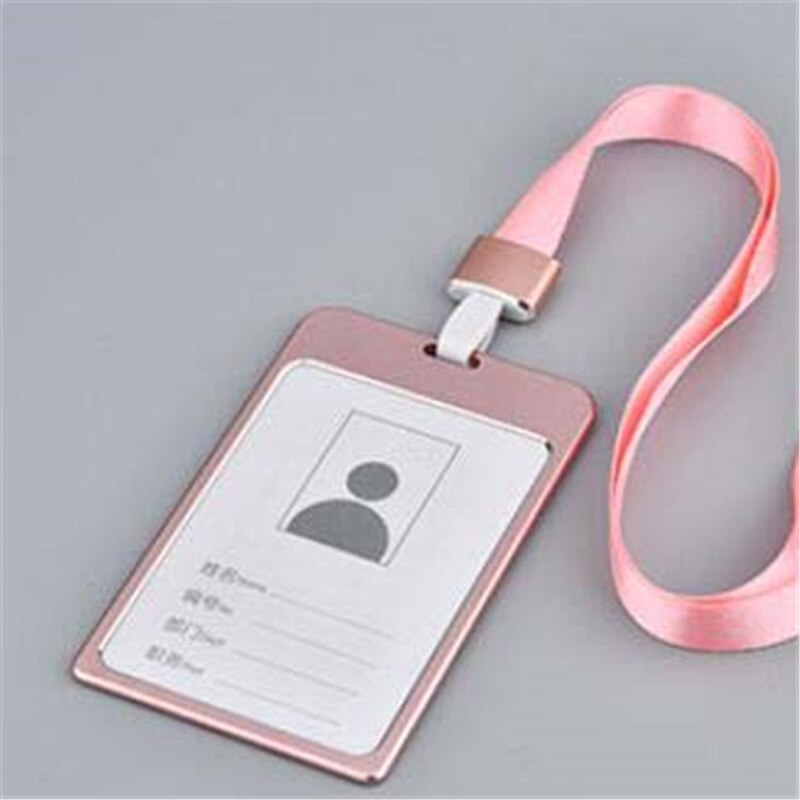 Aluminium Legering Kaarthouder Touw Werknemer Naam Id Card Cover Band Werk Certificaat Identiteit Badge Id Case Touw