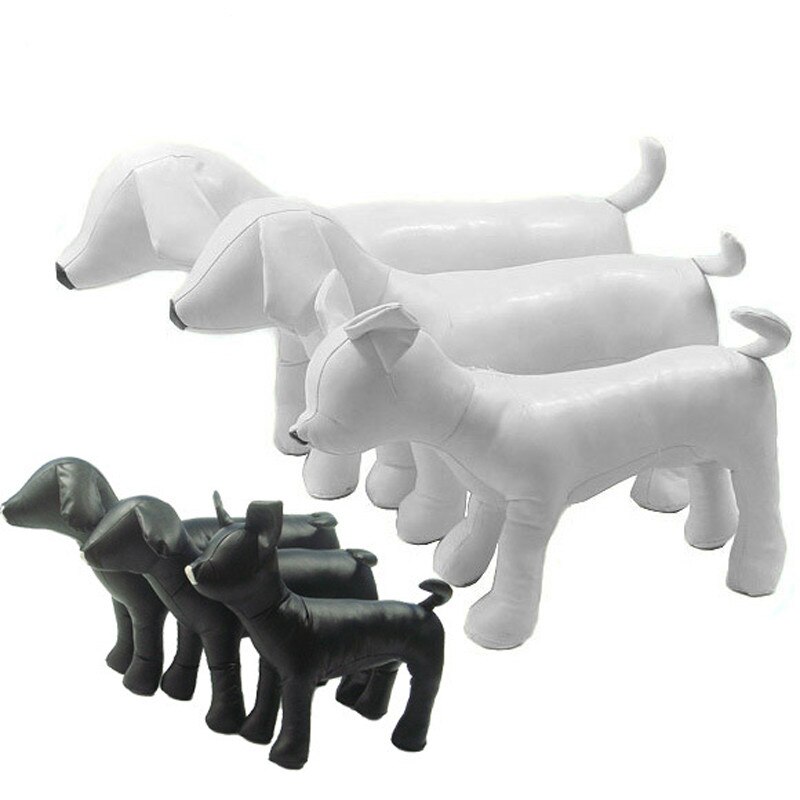 Læder hund mannequiner stående position hunde modeller legetøj dyre butik display mannequin 3 størrelse legetøj dyre butik display