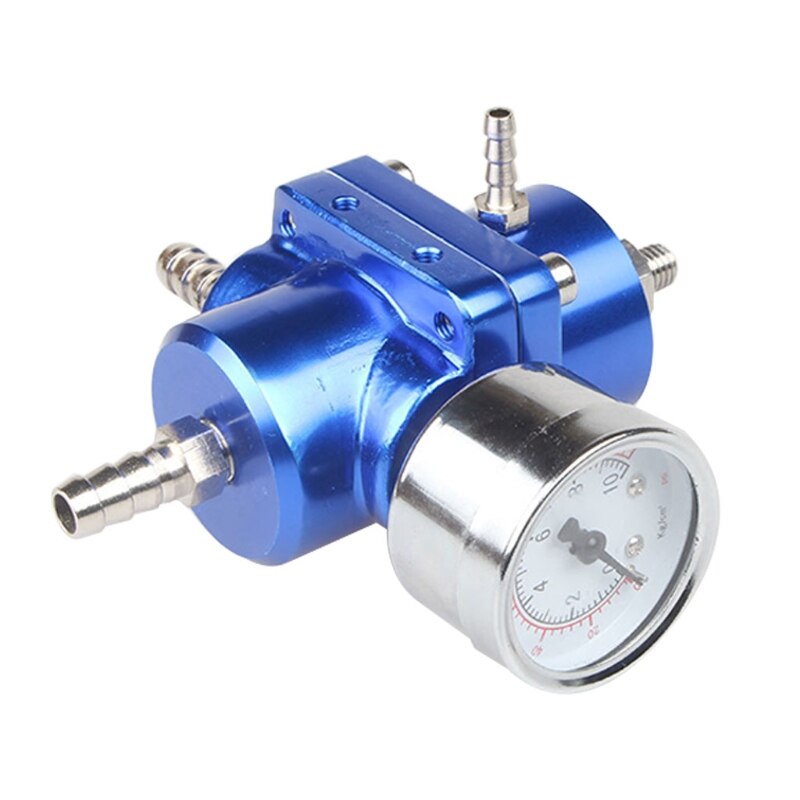 EPMAN-jdm Universal 0-140 PSI Adjustable Fuel Pressure Regulator FPR /Gauge Red Blue Silver Black EP-FPR003: Blue