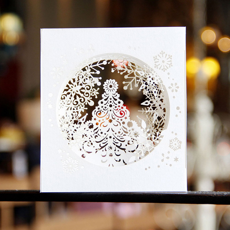 1 Stck Valentinstag Einladung Skulptur Grußkarten Handgemachte 3D Hohlen Geschnitzt Frohe Weihnachten Gruß Karte Handwerk: Schneeflocke