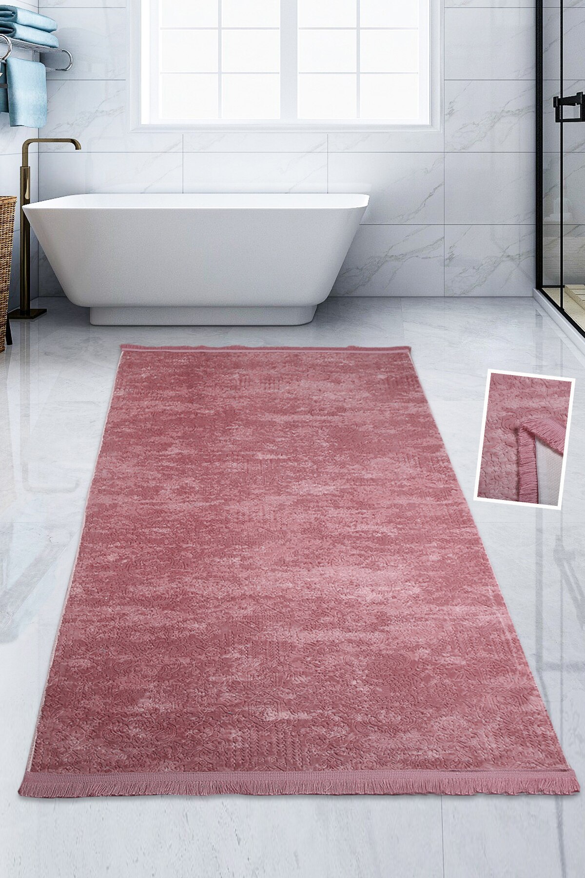 Bonny Thuis Nova Grijs 80X150 Cm Katoen Antislip Zool Pluche Badmat Grote Kwasten Badmat: Pink