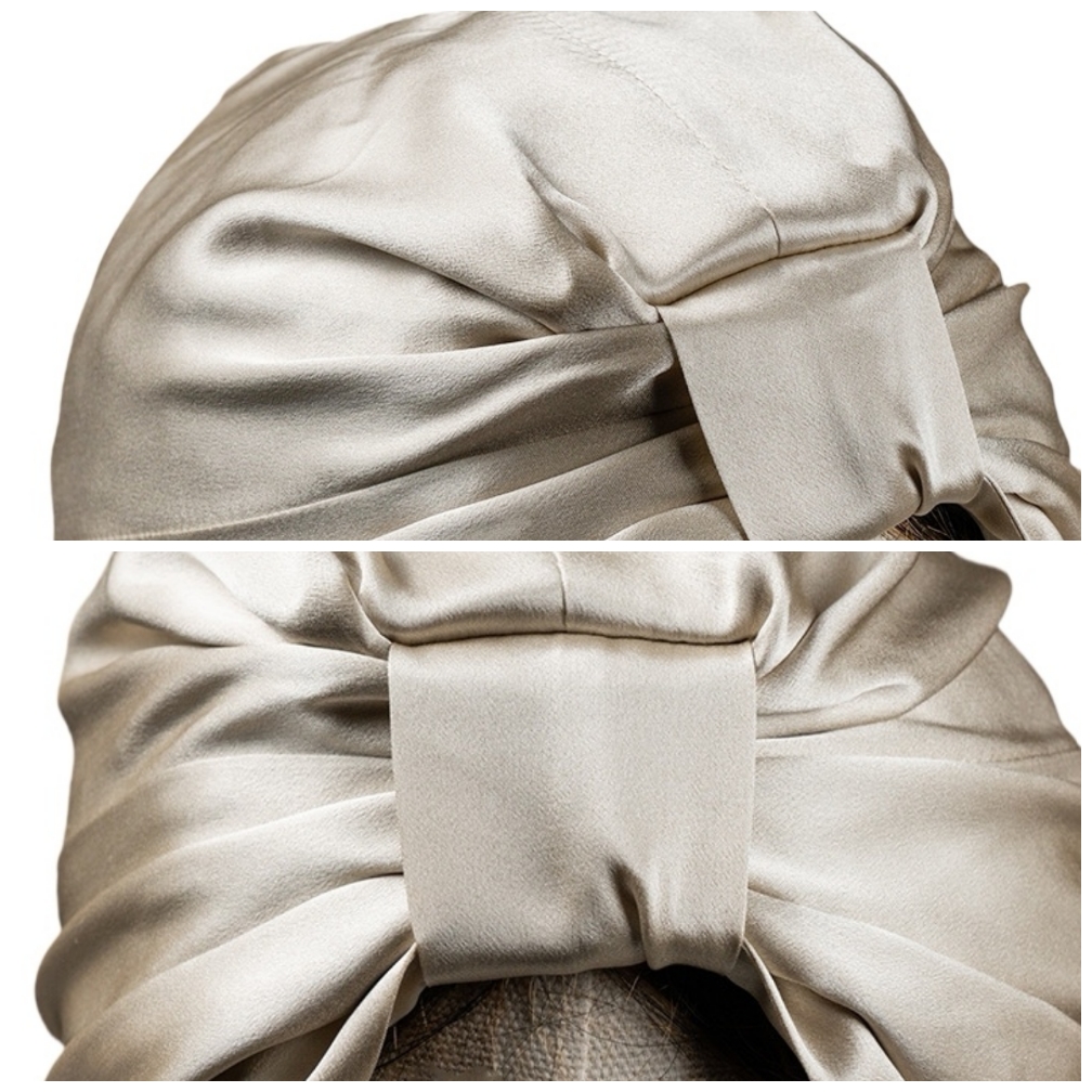 Luxury 100 Mulberry Silk Hair Bonnets For Women 19 Momme Pure Silk Turban For Sleeping Cap Double Layer Silk Curly Hair Headwrap