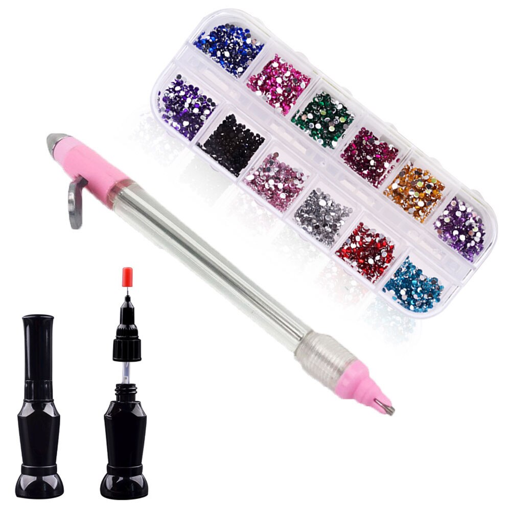 Herramienta de pintura de diamante acrílico, taladro de doble cabeza, accesorios de bordado, taladro de punto multifunción, pluma artística de uñas: plum