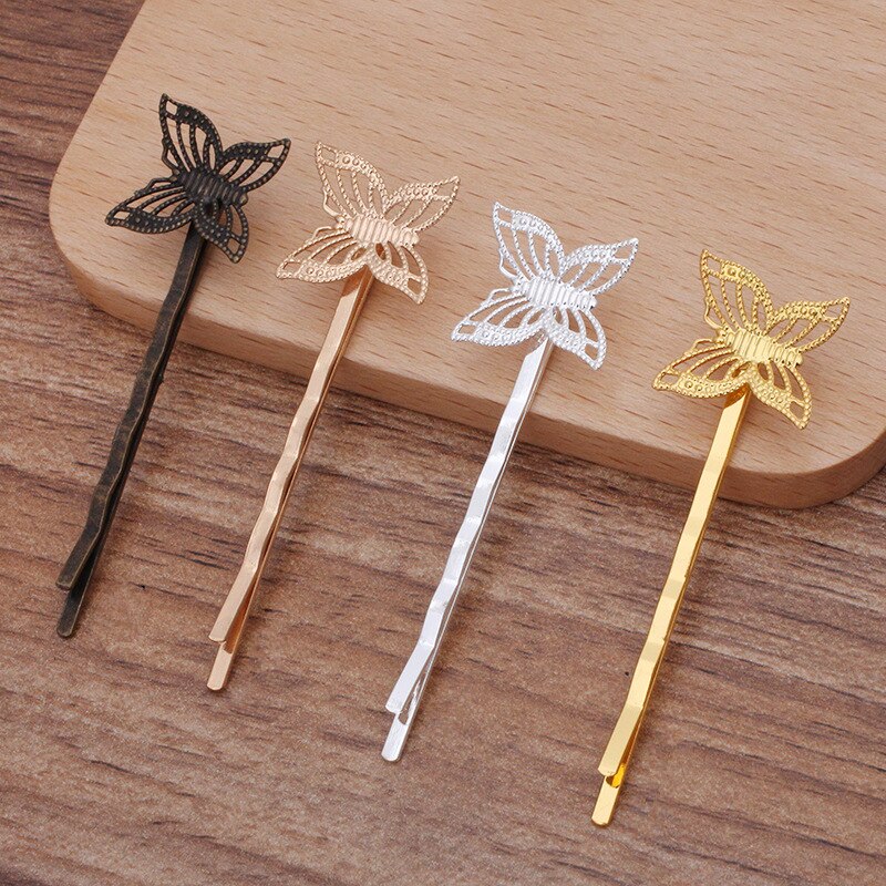 50pc Metal Filigree Butterfly Hair Pins - Handmade Hair Accessories for Women