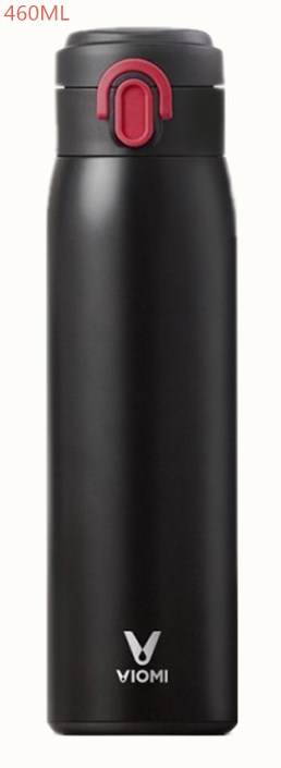 Termo Original Xiaomi Mijia VIOMI termos de acero inoxidable vacío 24 horas frasco de agua termo inteligente de una sola mano: Black 460ML