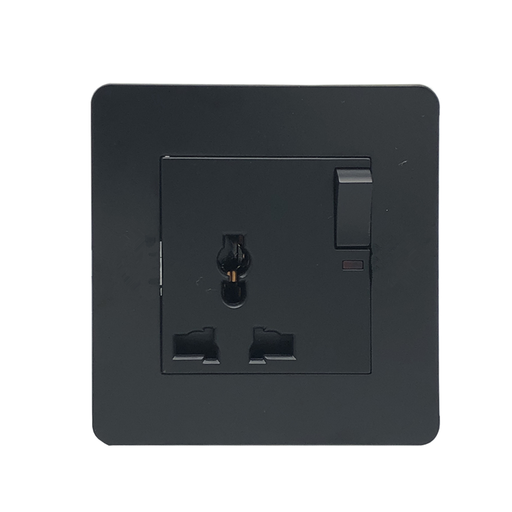 Liwbet Alle Zwarte 1 Gang / 2 Gang / 3 Gang / 4 Gang 2 Way Wall Switch En Roestvrij stalen Paneel Licht Schakelaar En Stopcontact: Universal 3 PIN