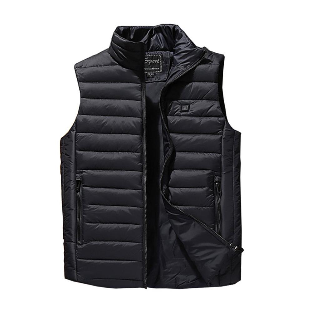 draussen Männer Elektrische Beheizte Weste USB Heizung Weste Winter Thermische Polyester Camping Wandern Warme Jagd Jacke: Schwarz XXL