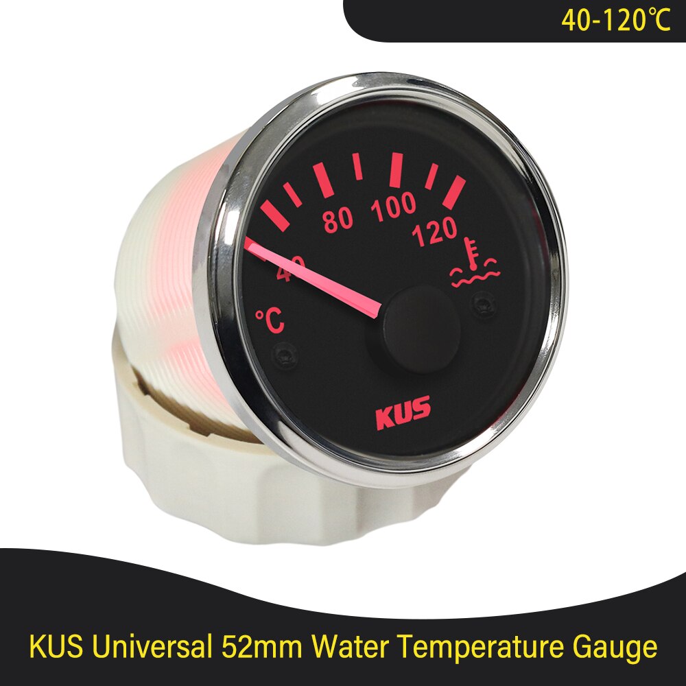 Neue KUS 52mm Wasser Temperatur Gauge 40-120 ℃ 25-120 ℃ Grad mit Gelb Rot Hintergrundbeleuchtung für Boot Auto Motorrad zubehör 12/24V