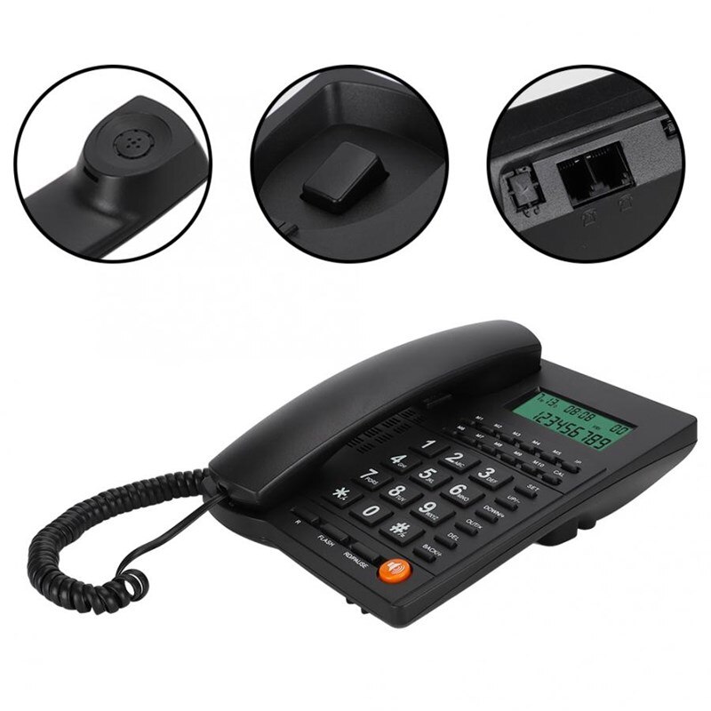bureau maison L019 téléphone fixe à domicile identification de l'appelant appel téléphonique LCD luminosité réglable mains libres cadran arrière numéro stockage