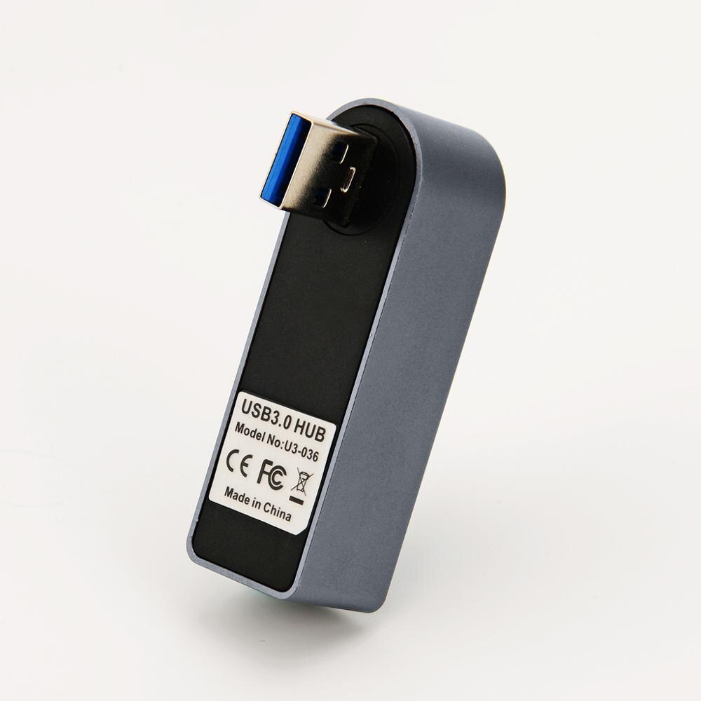 Aluminium Mini 3 Port USB 3.0 Hub Rotary USB Splitter Adapter voor PC Laptop