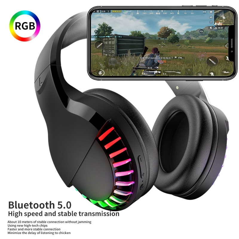 SH33 Bluetooth 5.0 Headphones HIFI Stereo Wireless Earphone Gaming Headsets Over-ear Noise Canceling with Mic Support