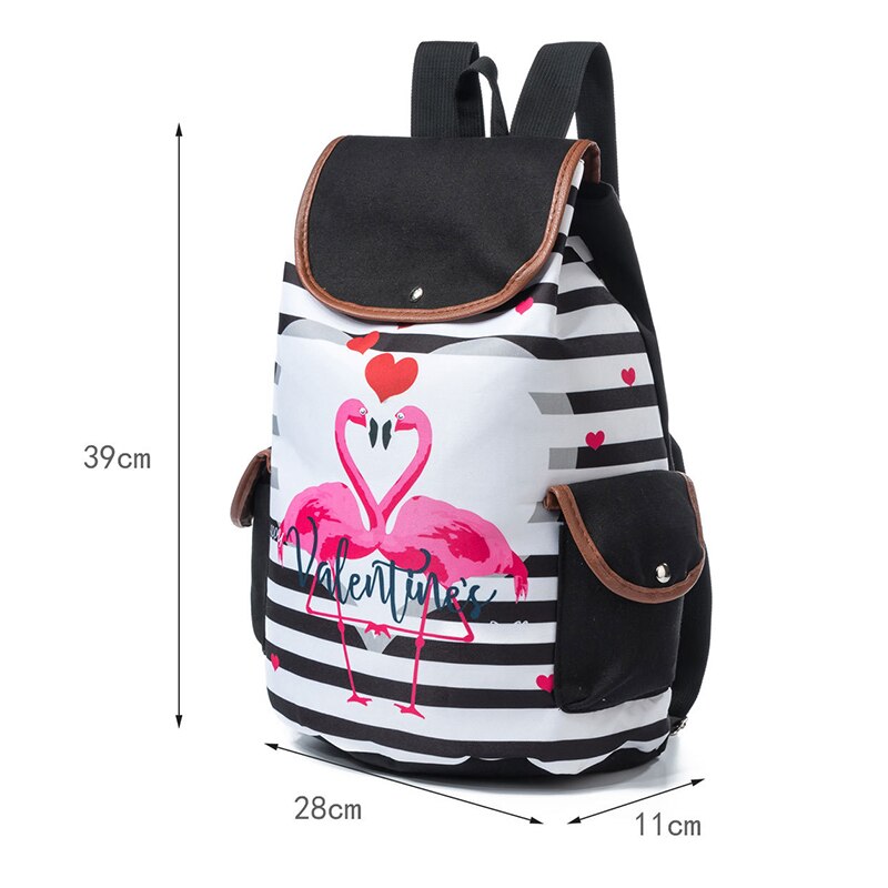 Kids School Bags for Girls Cute Unicorn Female Backpack Drawstring Backpack Canvas Bag Stripe Travel Backpack