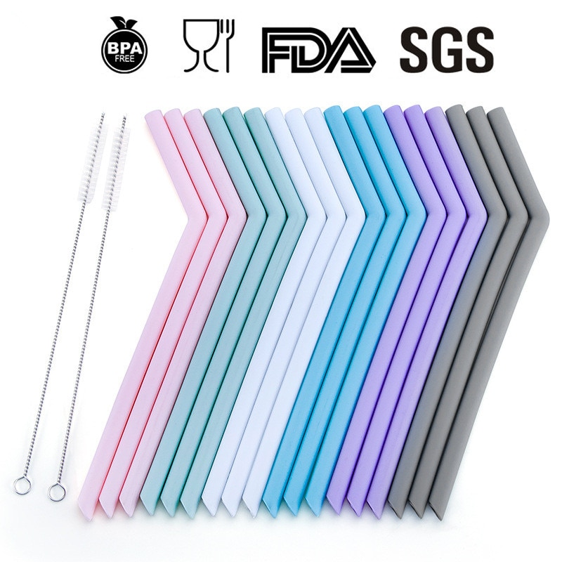 Food grade silicone straw drinking straws Reusable silicone straw FDA certification Environmental protection bar accessories