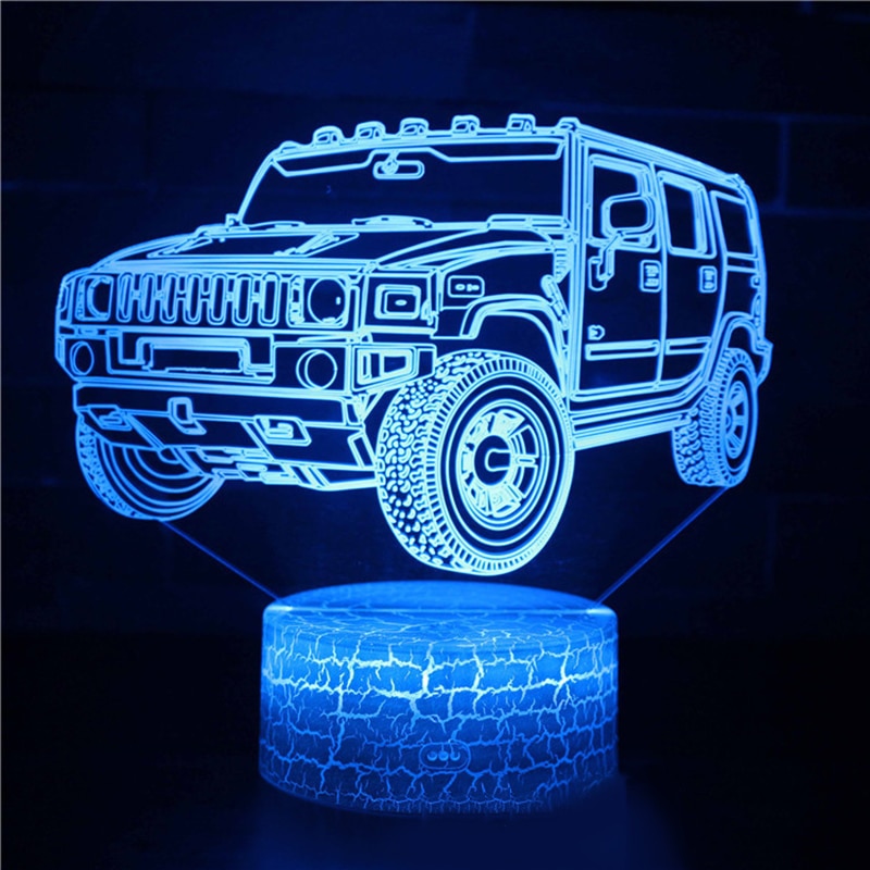 Acrylic 3D Super Car 7 Colors Visual Lamp Illusion Touch Glow In the Dark for Kids Boy Car Toys Birthday B131