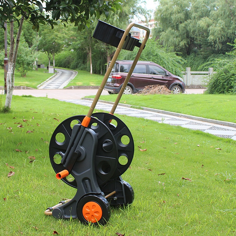 Portable Water Pipe Truck Home Garden Water Pipe Rack Cart Utility Wagon For Outdoor Landscape Water Hose Reel Cart With Wheel