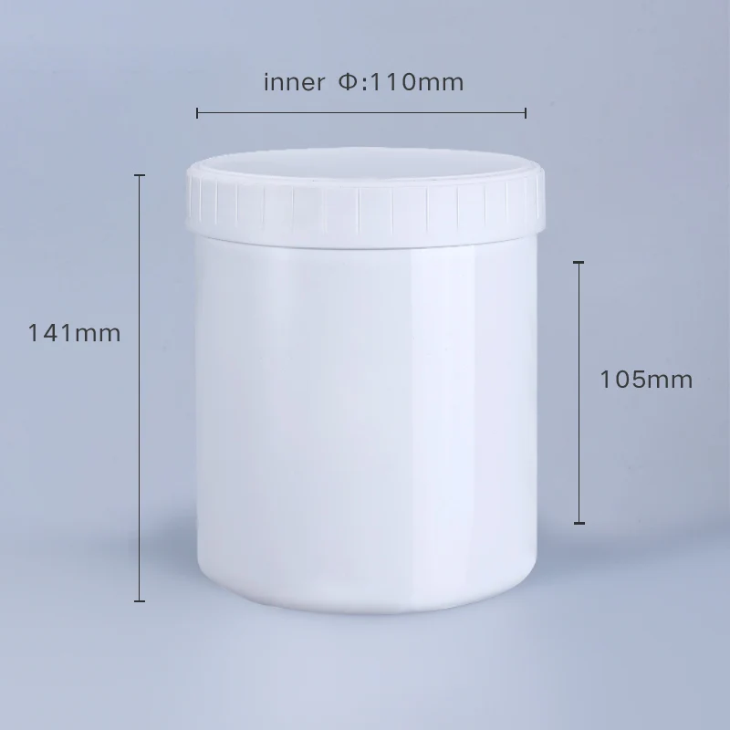 1000ml Wide Mouth plastic jar with inner and outer lid Food Grade HDPE Storage Container Leakproof Food Bottle: white-A