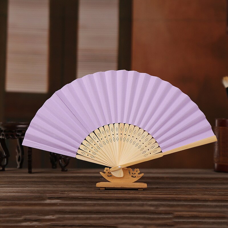 1PC 7 Inch White Paper Fan Empty White Folding Fan Color Children's Painting Fan DIY Hand Painted Pigment Surface Folding Fan: light purple