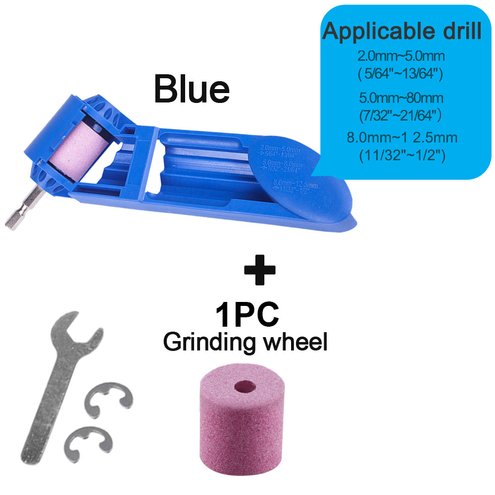 2.0-12.5mm/Set Drill Bit Sharpener Portable Corundum Grinding Grinder Quick Install Tools Hand Drill Modification: Blue and 2 Stones