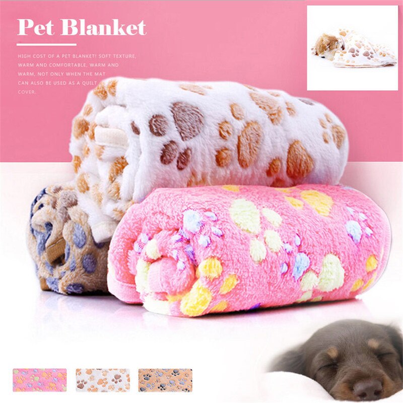 Cat Dog Claw Print Towel Pet Cat Towel Rug Sleeping Warm Towel Blanket Pet Shower Towel Coral fleece Blanket anti-skid Absorbent