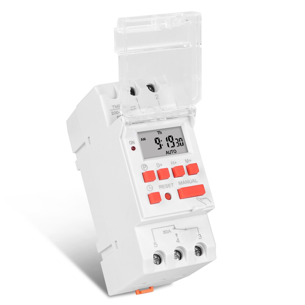 Heavy Duty 5000W 30A Weekly 7 Days Programmable Digital Time Switch Relay Timer Control AC 220V 230V Din Rail Mount