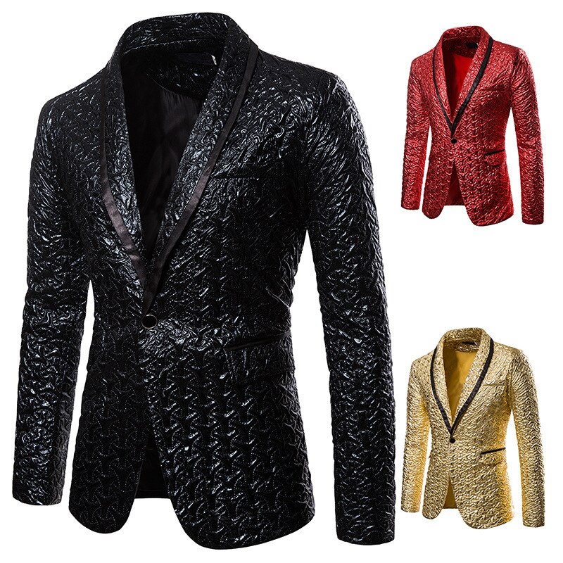 Men's Slim Suit Male Singer Performance Print Clothing Jacket Personality Trend Men's Nightclub Male DJ Suit Bar Tide Set