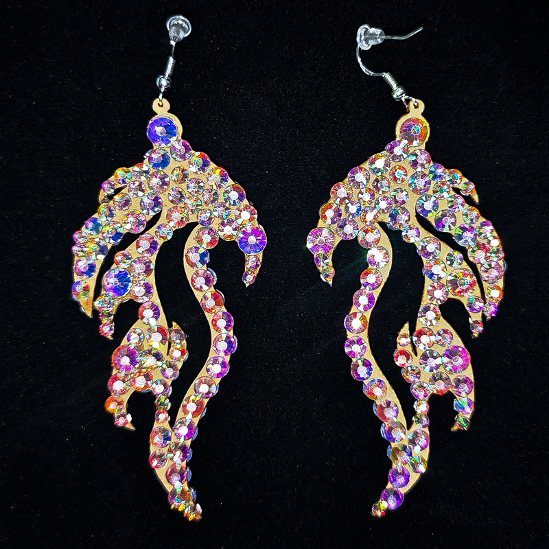 Brinco de dança do ventre feminino, acessórios de joias gitanas, fantasia de dançarina, brilho, strass, lados duplos, 2 pares/p: Marfim