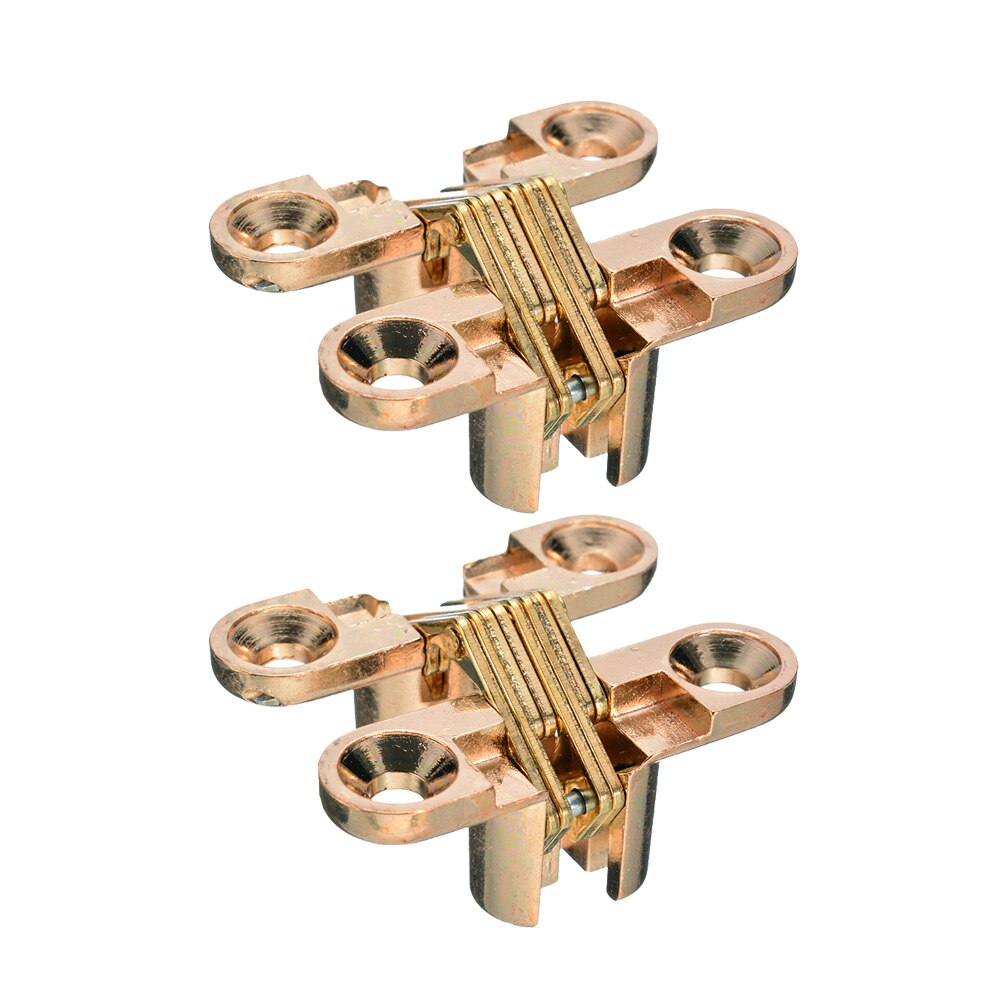 Bisagras invisibles para muebles, bisagra cruzada oculta, puerta de armario, cajas de madera para ventana plegable, 2 uds.: Gold 2Pcs