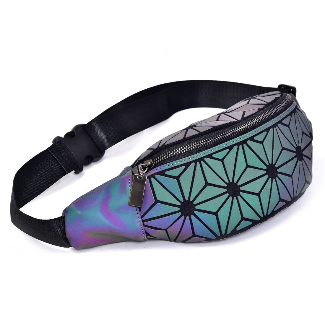 Crocrogo Womens 'Holografische Taille Borst Fanny Pack Mens' Lichtgevende Geometrische Riem Bum Iriserende Bag Travelling Gym Portemonnee Portemonnee