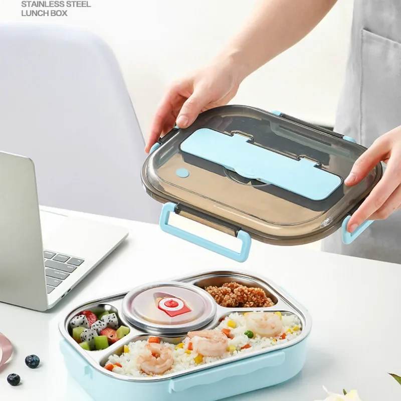 4 Compartment Sealed Lunch Box Stainless Steel Insulated Lunch Box Lunch Box Picnic Storage Multi-compartment Children's Bowl