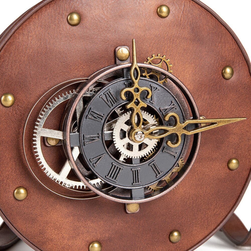 Steampunk sac bandoulière femme cuir PU style rétro rond moto sac femme