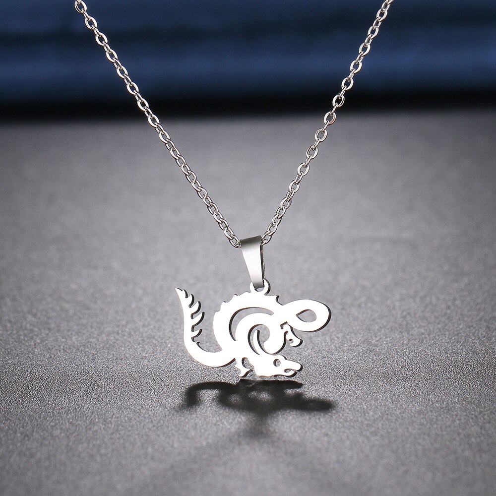 Rvs Kettingen Animal Dragon Hangers Ketting Choker Sieraden Ketting Voor Vrouwen Sieraden Bruiloft: Silver