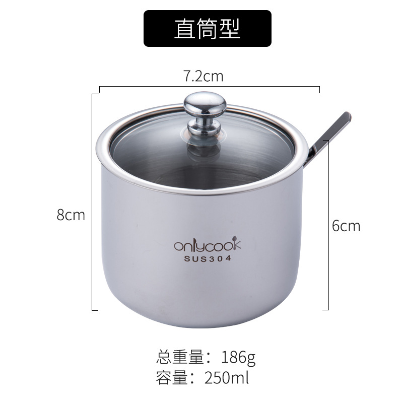 Seasoning Box 304 Stainless Steel Seasoning Pot Set Household Kitchen Seasoning Bottle Seasoning Bottle Three Piece Set