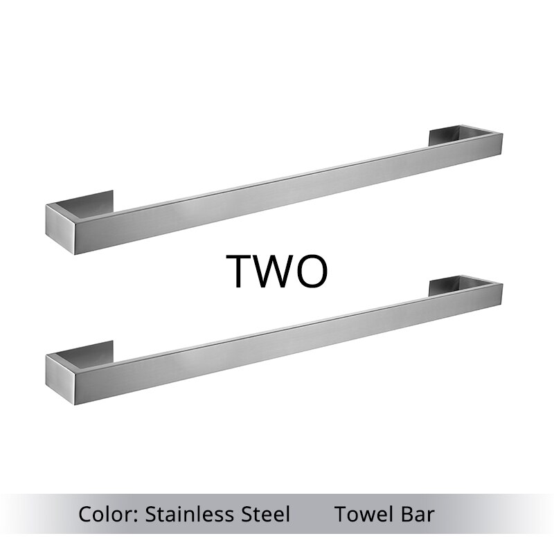 Soporte de papel higiénico pulido, ganchos para Toalla de baño, Kit de accesorios, barra de acero inoxidable, montaje de pared del dormitorio, conjuntos de herramientas de baño: SS-2 Towel bar