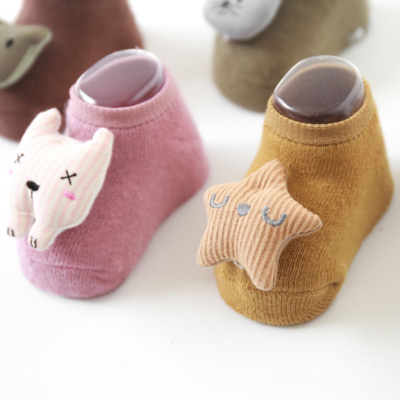 Leuke Mooie Kinderen Sokken Schattige Pop Baby antislip Sokken Badstof Warme Dikke Kinderen Boot Sokken Baby Floor sokken FM Legergroen