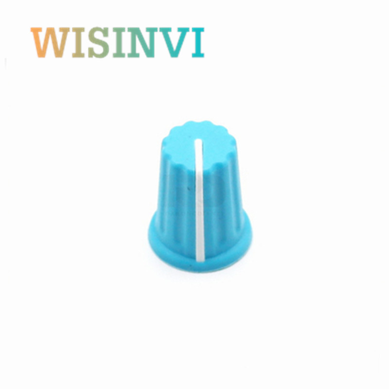Perilla de medio eje de goma de Color, 5 uds., diámetro 16 mm, altura 19mm, perilla de potenciómetro de goma, orificio interior en forma de D de 180 grados, 6mm: Azul