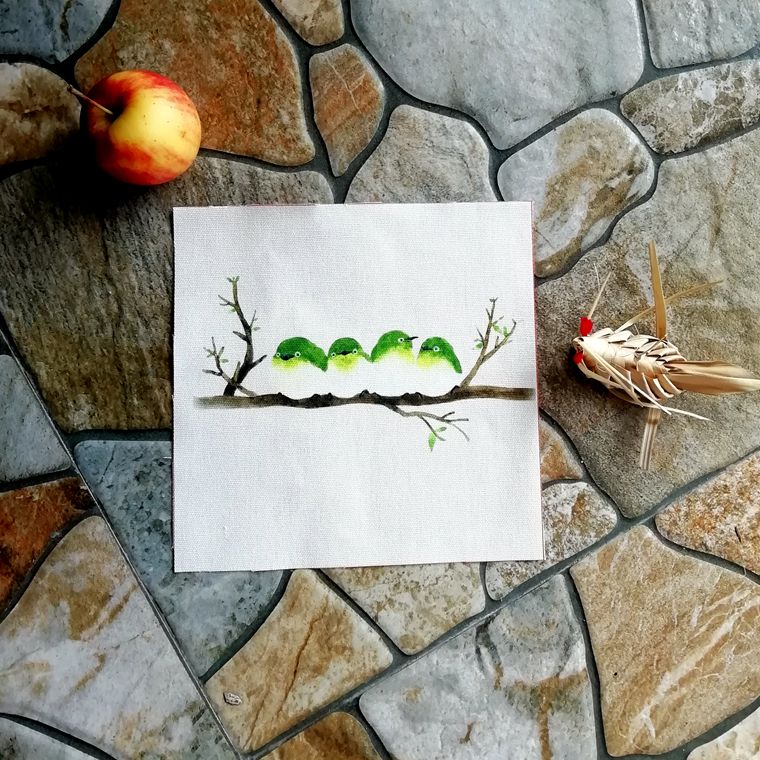 Tela de algodón con de pájaros para costura, retazos, manualidades para ropa, delantal, decoración, parches de tejido, 15x15cm: 2