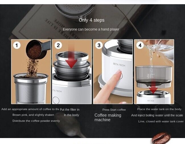 Intelligent Automatic Hand Punch Coffee Machine Mini Portable Hourglass Coffee Pot Outdoor Portable Hand Punch Extraction