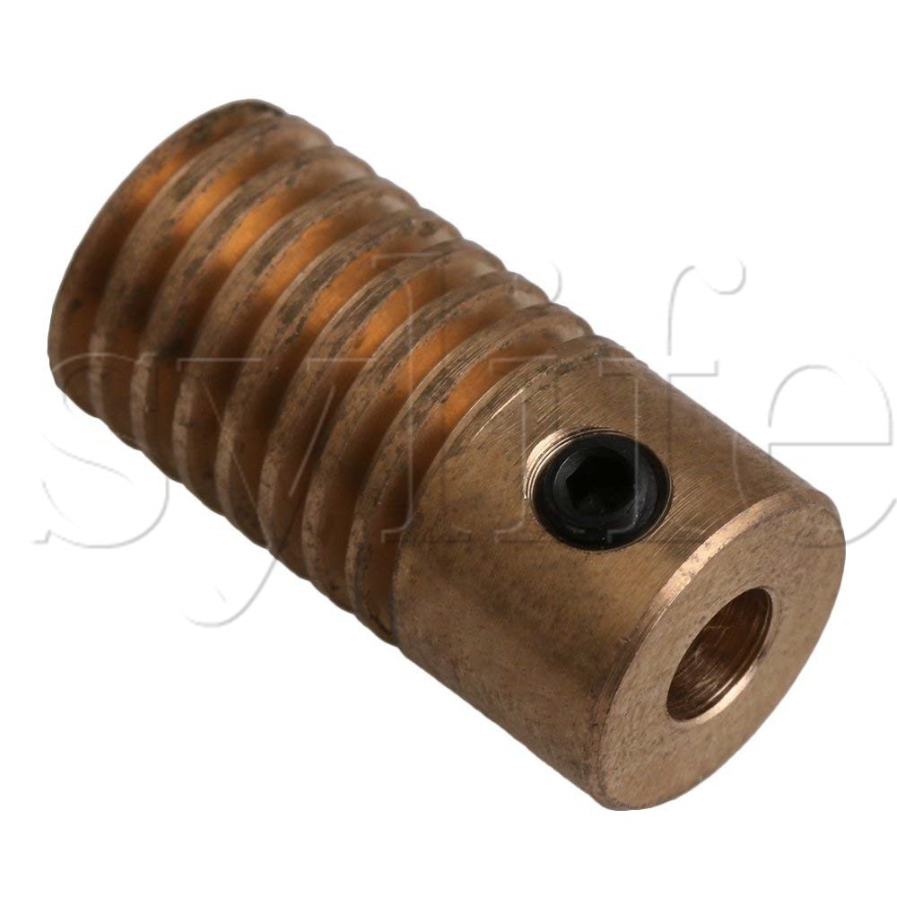 Geel 4mm Gat Dia Messing Wormwiel As & 31mm 0D 60 Tanden Messing Wormwiel Wiel 0.5 modulus Set