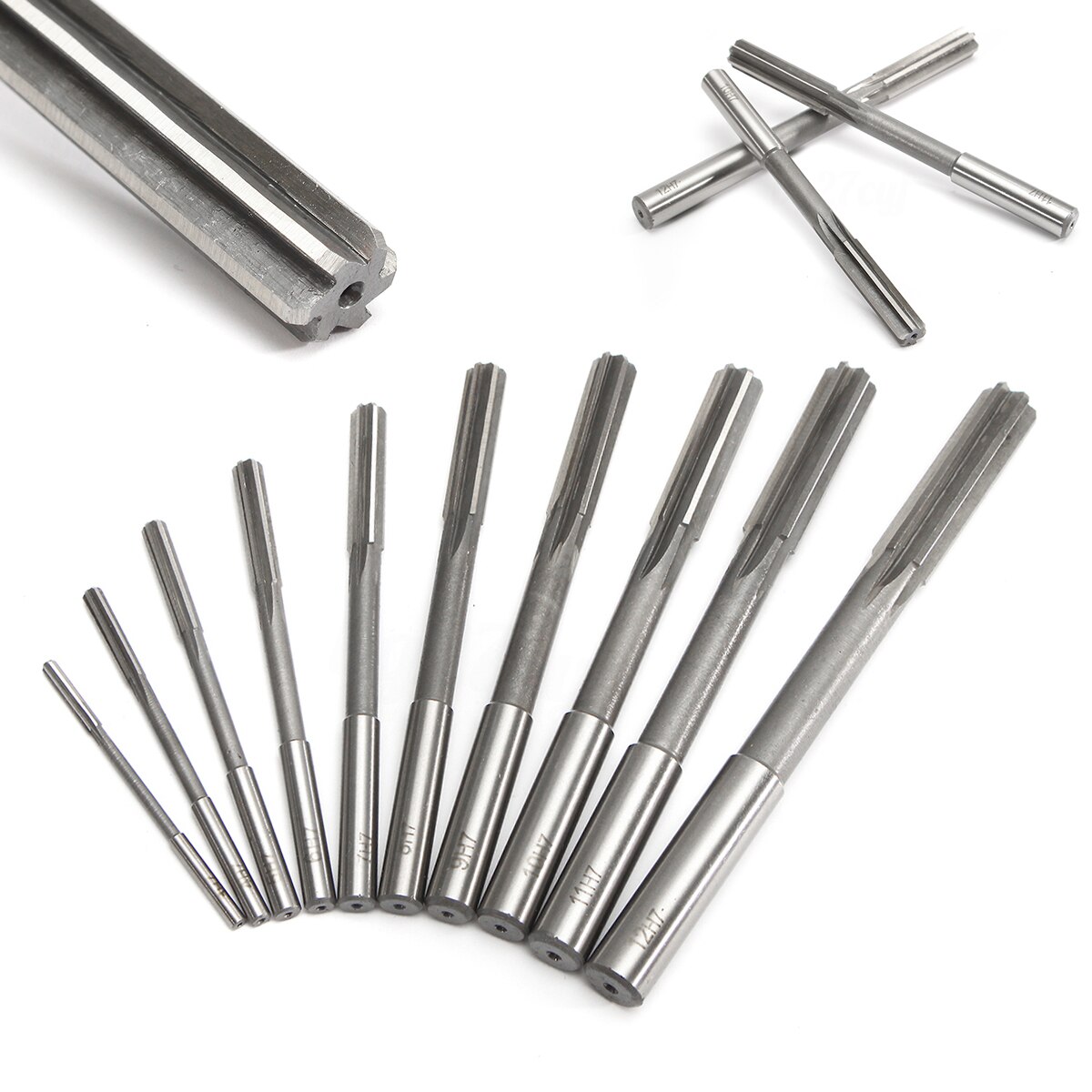 10 stks HSS H7 Rechte Shank Frezen Ruimer Set Precisie Opspannen Machine Cutter Tool 3/4/5/6/7/8/9/10/11/12mm Voor Ruimen