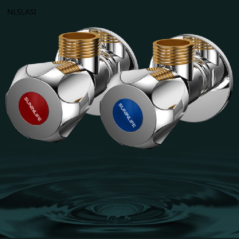 Red and Blue Stainless Steel and Cold Water Valve Flow Control Thread Bathroom Toilet Washbasin Basin Angle Valve