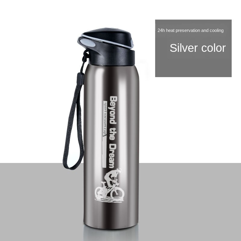 500Ml Fiets Water Bottle Outdoor Sport Hardlopen Mountain Fietsen Warm-houden Fiets Waterkoker Drinken Fles Roestvrij Stalen Kop: Oranje