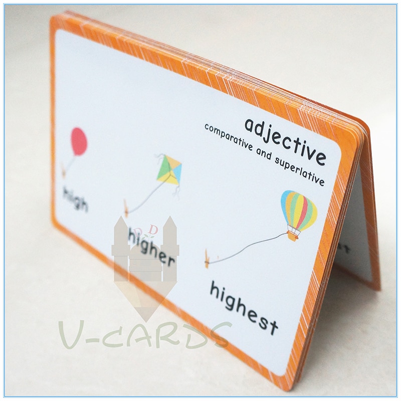 16 Groups 48 Words Comparative Adjective English Learning Cards for Preschool Children Early Educational Teaching Aids Word Card
