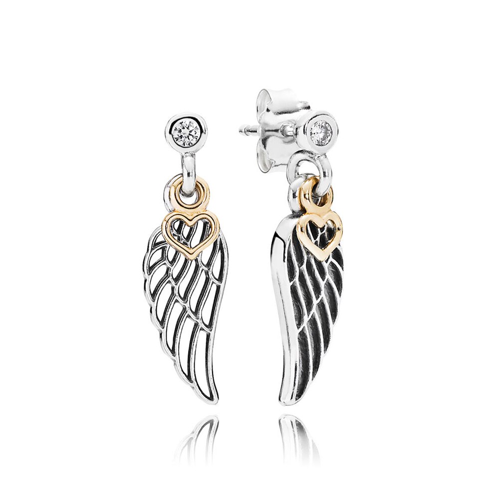 Bowknot kristall Pfanne Ohrringe FlüGel modellierung passen DIY Original Charme Ohrringe: 290583CZ