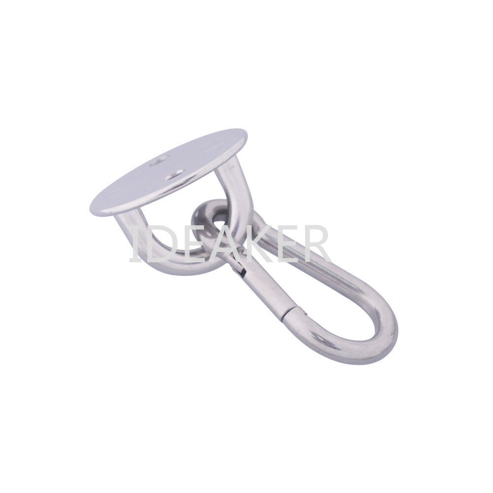 304 Stainless Steel M8 Round Pad Eye Plate U-shaped Hook Mount with Carabiner