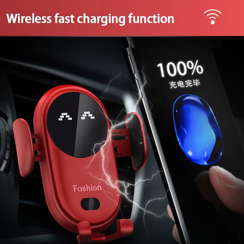 Qi 10W Wireless Car Charger Led Licht Magnetische Mount Houder Voor Mobiele Telefoon Accessoires Auto Automatische Infrarood Beugel