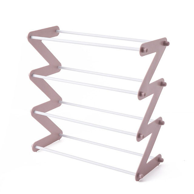 Grote schoenenrek opbergplank abs kunststof z-vorm non-woven kast organizer houder schoenen organizer standaard plank kast: Roze 2