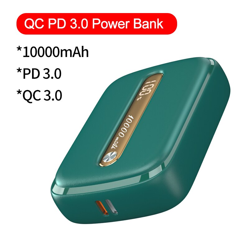 Essager Mini Power Bank 10000 mAh Handy Externe Batterie Ladegerät QC PD 3,0 Für iPhone Xiaomi Tragbare 10000 mAh power: PD QC 3.0 Dark Green