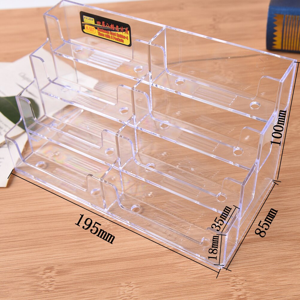 8 Pockets Stand Clear Transparent Acrylic Counter Display Stand Desktop Office Business Card Holder Office Home Supplies